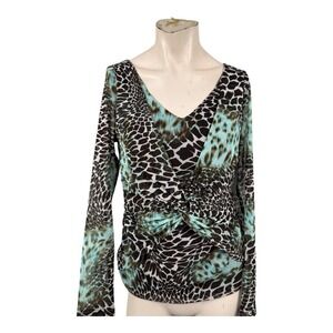 Joseph Ribkoff Turquoise Animal Print Wrap Top (US 8)